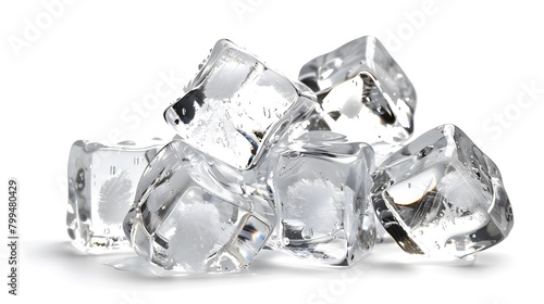 Collection of ice cubes, isolated on white background 