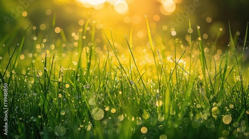 grass with dew nature background