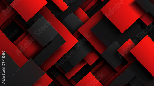 Modern Abstract Geometric Patterns Vector Background - Striking Black and Red Combo for Graphic Design and Digital Media Projects