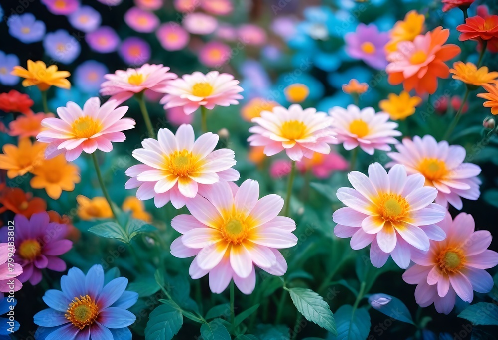 Fototapeta premium beautiful pink and yellow flowers background