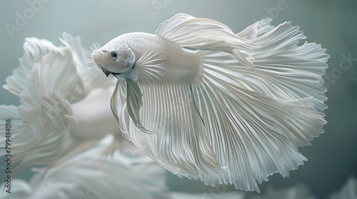 Close up of white platinum betta fish or Siamese fight 