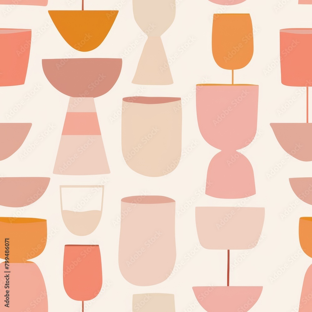 Abstract Geometric Shapes and Warm Tones Pattern Background