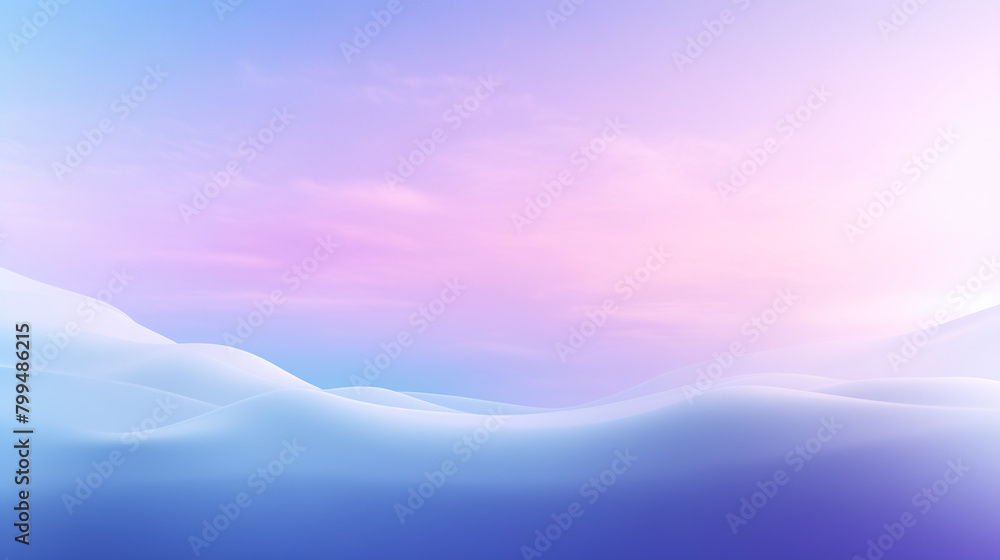 Calming Sunset Over Snowy Hills, Serene Landscape with Purple and Pink Skies