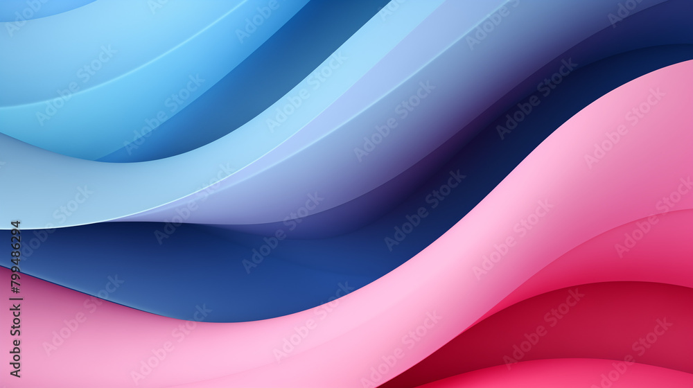 Fototapeta premium Vibrant Wavy Stripes, Pink and Blue Abstract Background, Flowing Color Transition