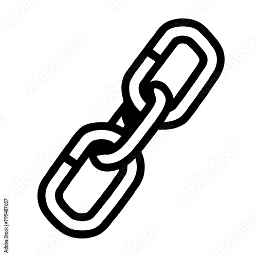Single Link Chain Icon, Black and White, Connection and Security Concept