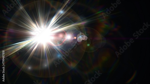 colorful light explosions forming abstract stars on black background