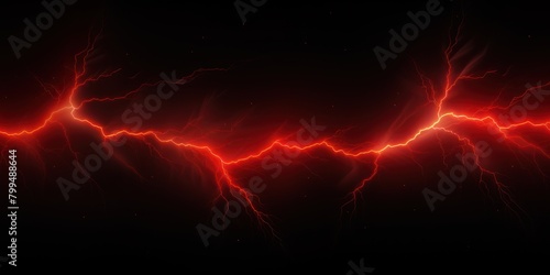Red lightning, isolated on a black background vector illustration glowing red electric flash thunder lighting blank empty pattern with copy space for product