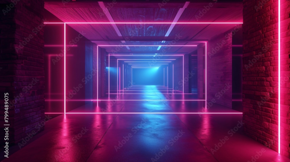 Cyber Neon Purple Blue Red Sci Fi Futuristic Grunge Futuristic Studio Stage Dark Room Underground Warehouse Garage Neon