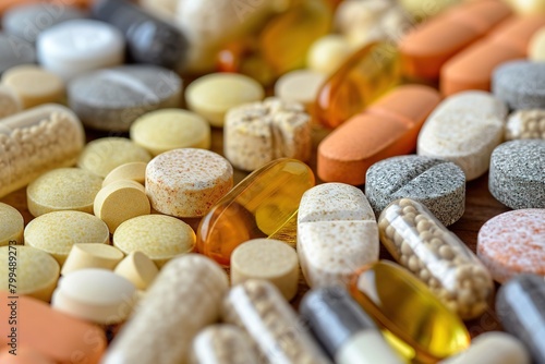 Various dietary supplements, pills and capsules