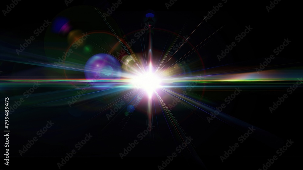 Obraz premium colorful light explosions forming abstract stars on black background
