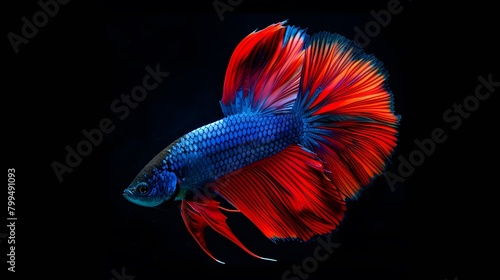 close-up of blue Siamese fighting fish betta splendens 