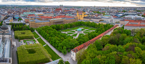 Fotografie Aerial view of Hofgarten in central Munich, the capital and most populous city o