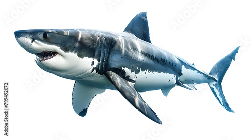 Great White Shark isolated on white background 