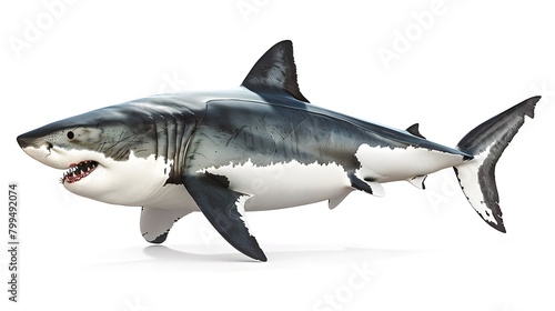 Great White Shark isolated on white background 