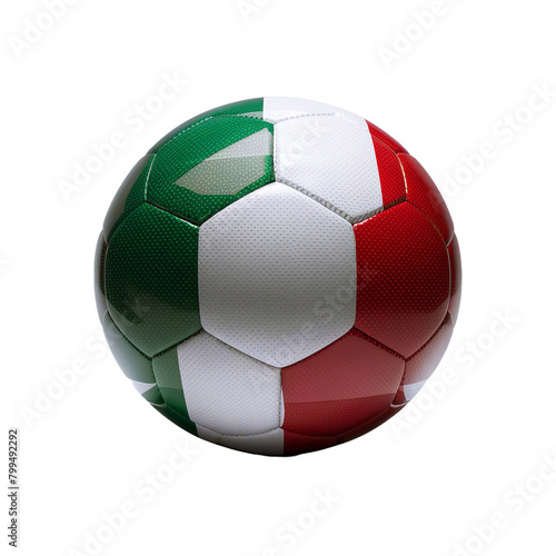 Soccer ball in the colors of the Italy flag. isolated on transparent background  PNG  cut out  clipart  European Championship 2024