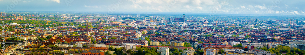 Obraz premium Aerial view of the Frauenkirche, a church in Munich, Bavaria, a symbol of the city