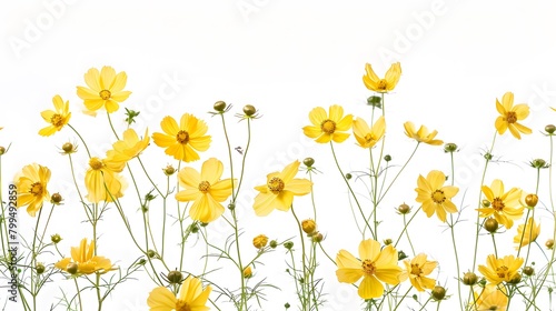 Fresh yellow flowers in glass water Isolated on white background 