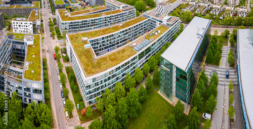 Aerial view of Amazon office in Munich, the capital and most populous city of Bavaria