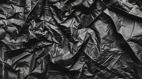 Top view of crumpled camouflage fabric texture with monochrome filter