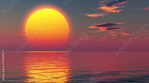 Majestic Ocean Sunset with Vibrant Sky and Tranquil Waters