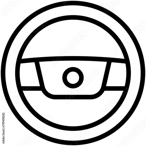 steering wheel line icon