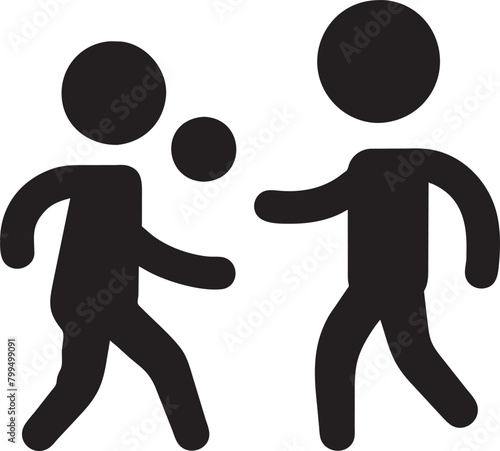 icon of two children playing tag  pictogram