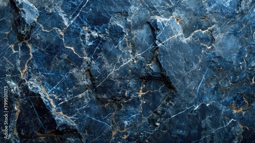 Textured Dark Navy Blue Stone Wall with a Rough Indigo Blue Marble Background