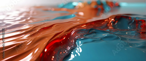 Dynamic flowing waves in red and blue creating a striking visual contrast representing movement, change, and fluidity