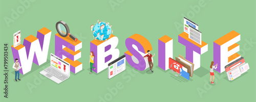 3D Isometric Flat Vector Illustration of Website Concept, CMS Development