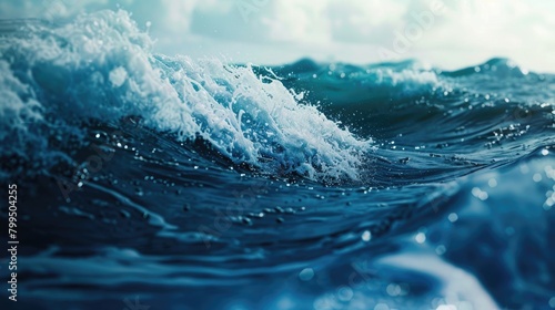 illustration of high waves. blue sea with strong waves close up © Khalif