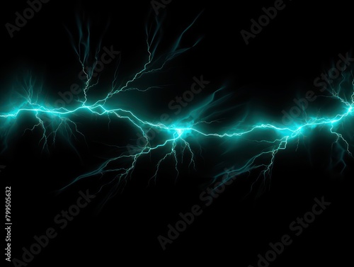 Turquoise lightning, isolated on a black background vector illustration glowing turquoise electric flash thunder lighting blank empty pattern with copy space