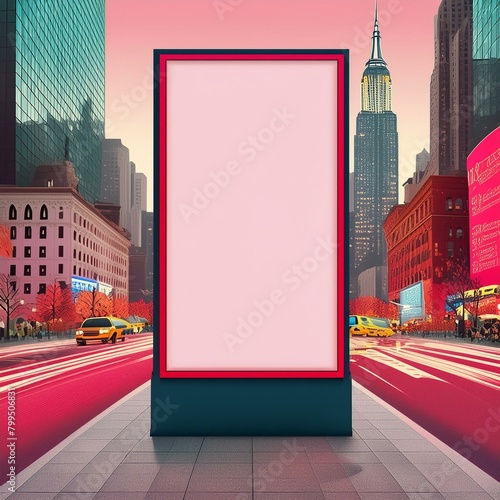 Vibrant Times Square Billboard Mockup NYC Urban Scene with Empty Advertisement Space