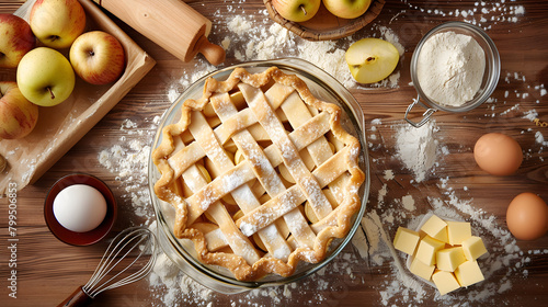 Traditional Polish Szarlotka (Apple Pie) preparation in a homely kitchen
