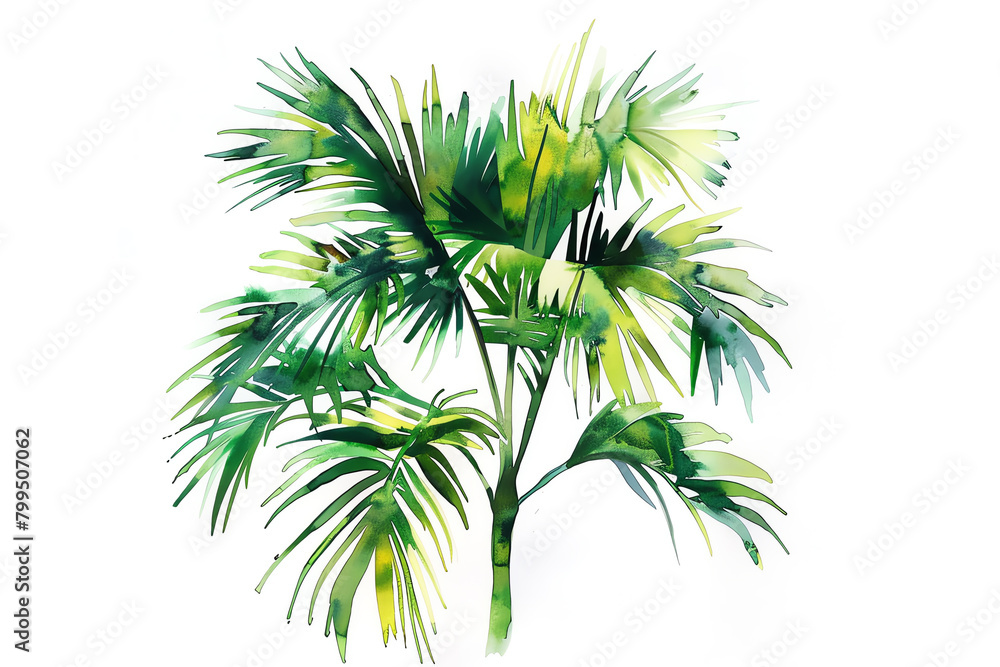 Obraz premium Minimalistic watercolor of a Palm Tree on a white background, cute and comical,