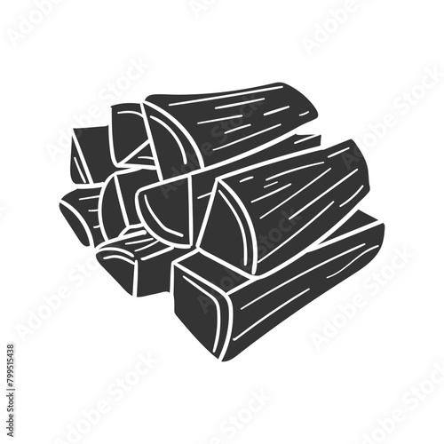 Firewood Icon Silhouette Illustration. Fireplace Vector Graphic Pictogram Symbol Clip Art. Doodle Sketch Black Sign.