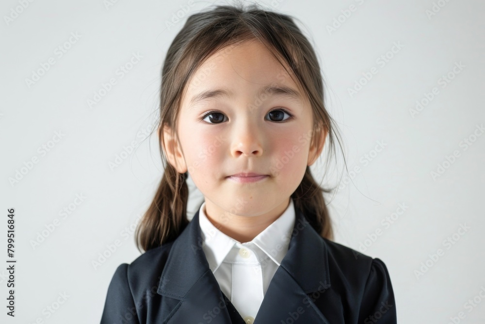Portrait of Young Japanese Girl in School Uniform with Hopeful Expression, White background - Academic Goals, Future Leaders, East Asian Culture Portrait of Young Japanese Girl in School Uniform with Hopeful Expression, White background - Academic Goals, Future Leaders, East Asian Culture