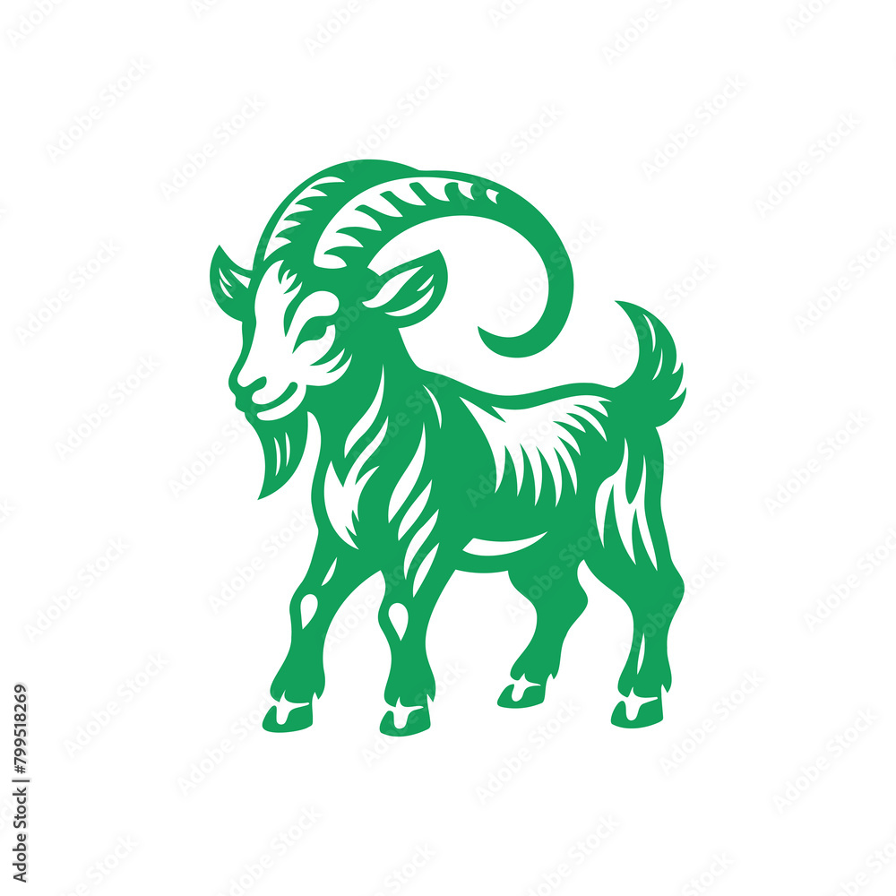 Fototapeta premium Green and White Illustration of Goat
