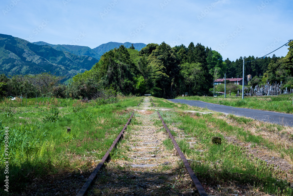 日本の鳥取県倉吉市関金のとても美しい廃線跡