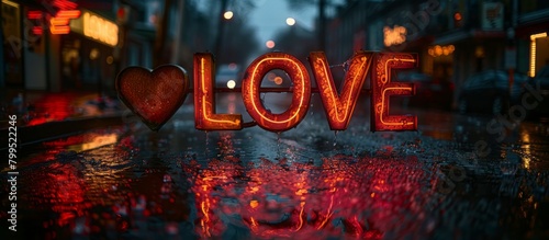 Bright Love: Illuminated Text on Dark Background