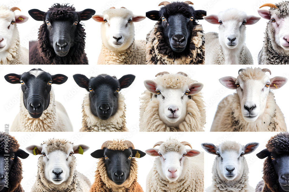 Comprehensive Educational Illustration of Various Global Sheep Breeds