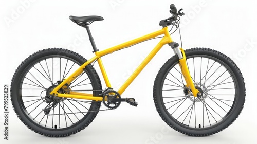 new yellow mountain bike bicycle isolated on white