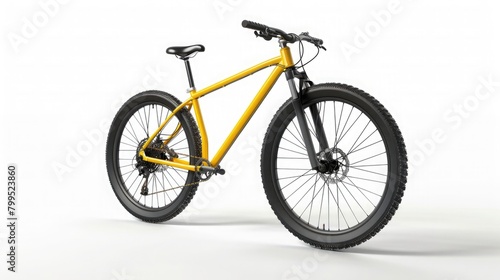 new yellow mountain bike bicycle isolated on white