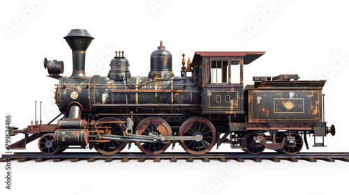 Old Locomotive Train isolated on white background.
