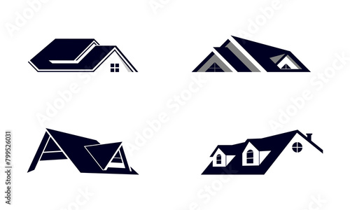 Set of triangle roof illustration design vector