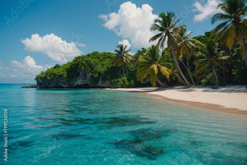 beautiful tropical beach with brigbeautiful tropical beach with bright blue waterht blue water