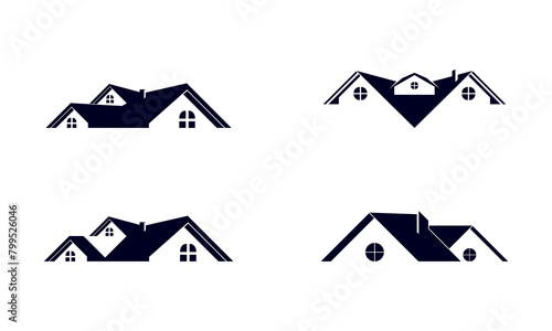 Set of house roof illustration design vector