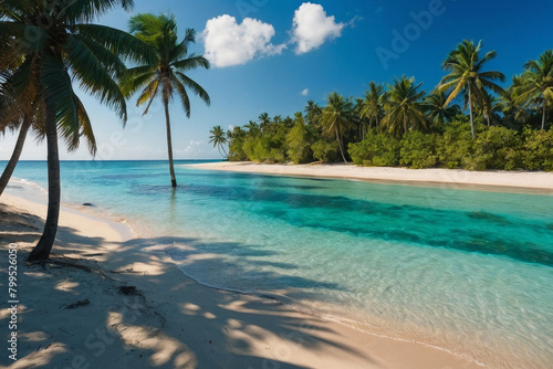 beautiful tropical beach with bright blue water