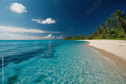 beautiful tropical beach with bright blue water