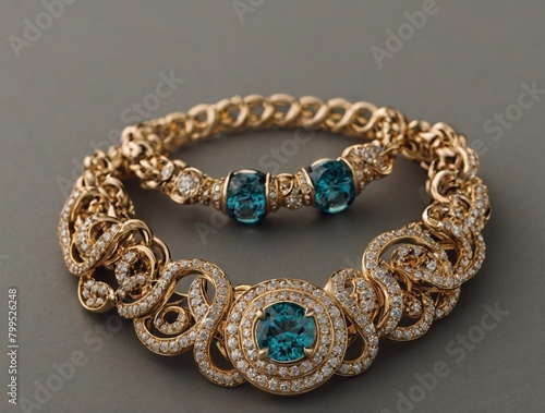 beautiful jewelry bracelet with precious stones on a dark background close up