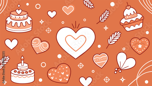 seamless background with hearts, love background, vector photo